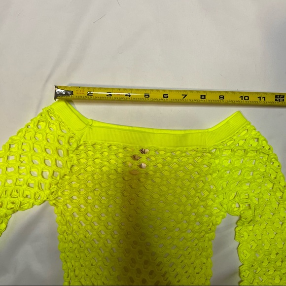 Elastic Nylon Spandex Long Sleeve Fishnet Layer Blouse Top - Picture 5 of 13